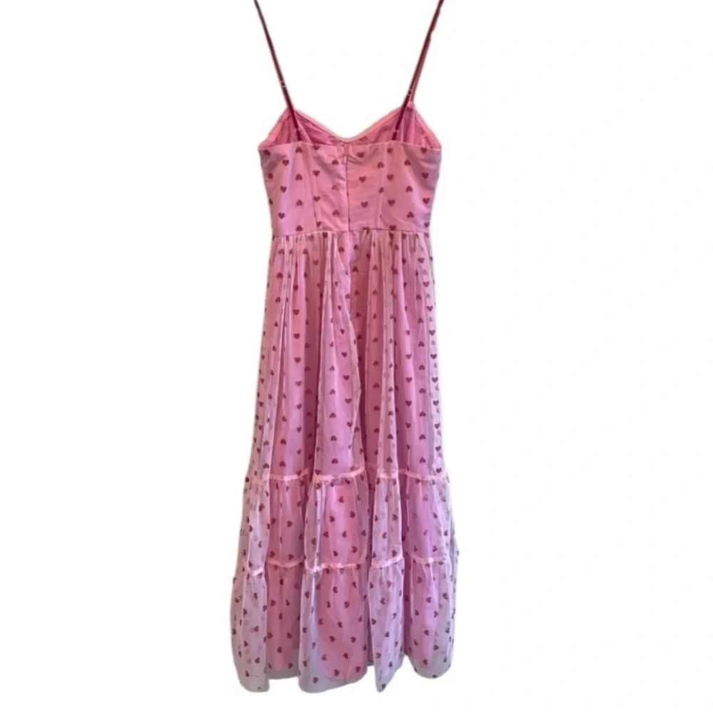Betsey Johnson Pink Midi Dress with Red Heart Print - Picture 4 of 13